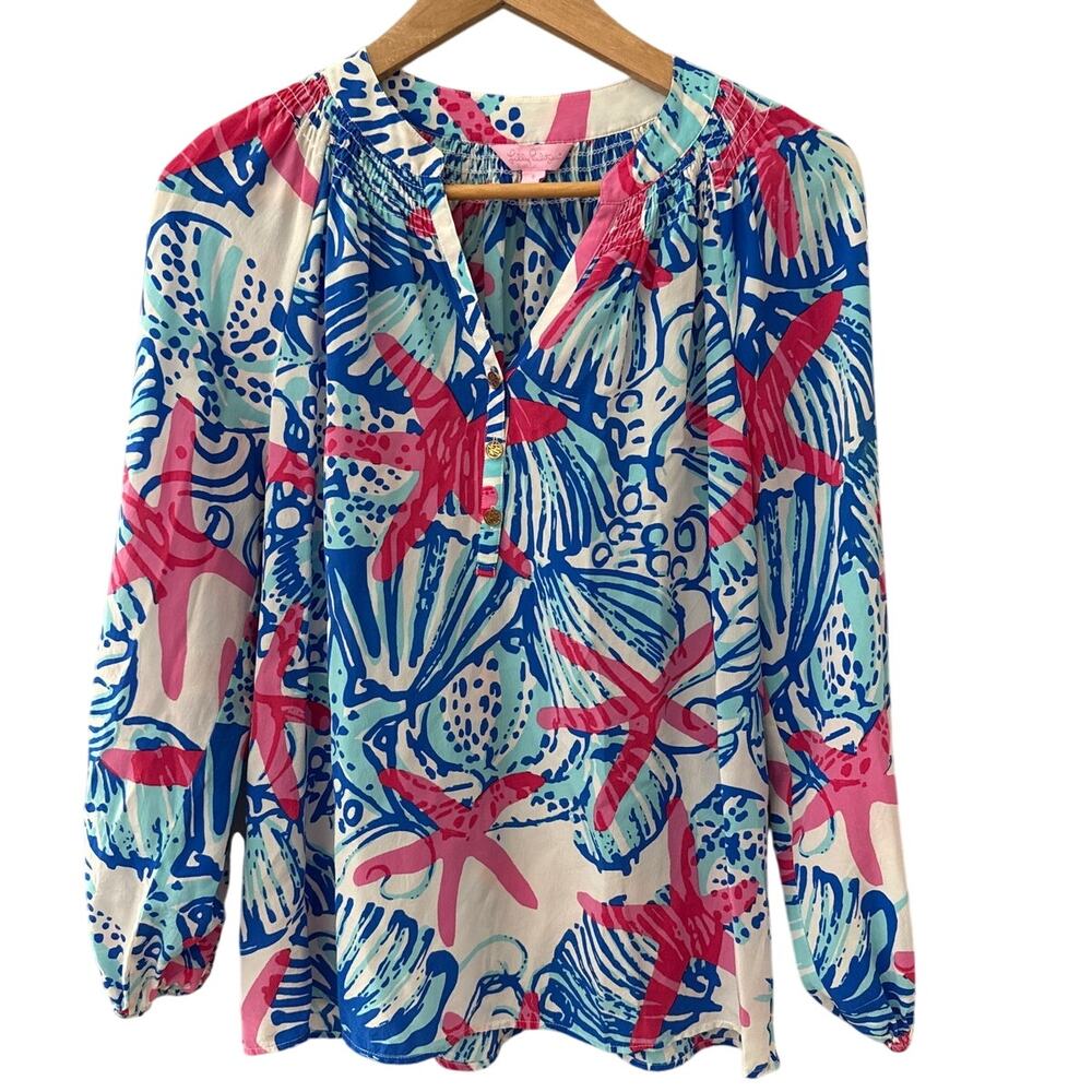 Lilly Pulitzer Elsa Top She She Shells in Resort‎ White Size Small - Picture 2 of 8